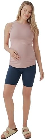 Pact Organic Cotton Maternity Tank Top - Ruched Soft Stretchy Sleeveless Maternity Top