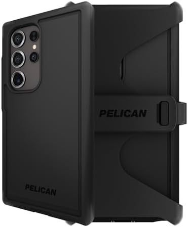 Pelican Shield - Samsung Galaxy S24 Ultra Case [6.8] [Wireless Charging] [21ft MIL-STD Drop Protection] Phone Case for Samsung Galaxy S24 Ultra - Heavy Duty Cover w/Belt Clip Holster Stand - Carbon