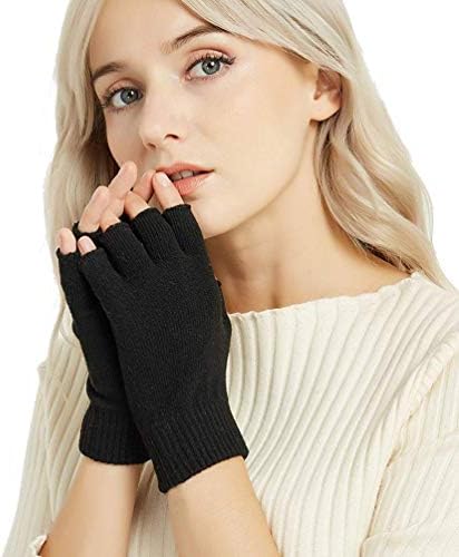 Novawo Wool Blend Fingerless Gloves Warm Arm Warmers Unisex Typing Gloves