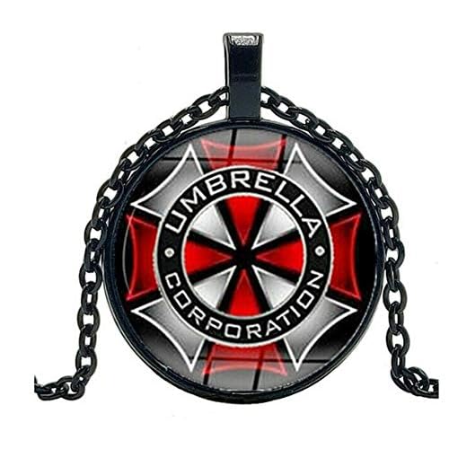 EC Trading Resident Evil Umbrella Logo Glass Domed Metal Pendant Necklace