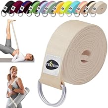 TECEUM Yoga Strap & Mat Strap 2 IN 1 Cotton 6 ft 8 ft 10 ft (30+ colors) Adjustable Non-Slip Belt for Yoga, Pilates, Stretching, Physical Therapy, Fitness & Home Workout For Carrying Mats