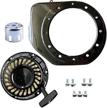 Black Fan cover replace [19610-Z4M-000] and recoil starter for GX160 Predator 212 196cc 212cc Ghost 224cc 6.5HP 7HP OHV Engine Coleman CT200u Bt200x CT200u-ex KT196 with Recoil starter cap and bolts