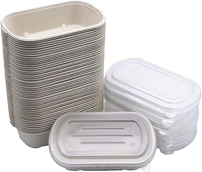 [50 Pack] 24oz Eco-Friendly Bowls with Lids - Recyclable Paper Bowls To Go - Portable Serving Bowl Set to Pack Foods