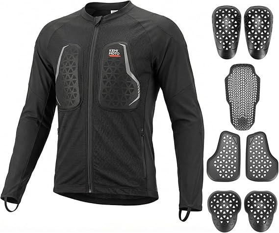 KEMIMOTO Motorcycle Mesh Armored Shirt for Men, with CE1 Certified Protective Gear Jacket, Breathable, Soft for All Seasons, Suitable for Motorcycling, Riding, Cycling, Off-Road Sports