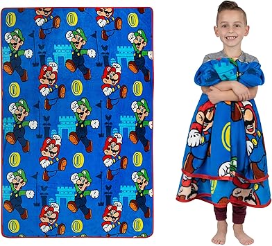 Franco Kids Bedding Super Soft Plush Throw Blanket, 62 in x 90 in, Mario